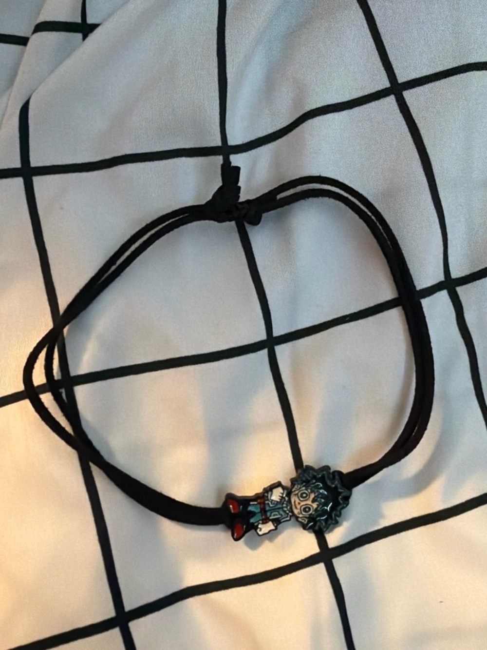 Anime Character Cord bracelet Necklace in Black with Colorful Charm